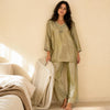Olive Gold Metallic Embellished Tunic Set