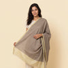 Pure Wool Shawl with Woven Metallic Zari Border –