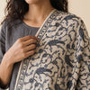 Hand-Embroidered Kashmiri Sozni Stole in Fine Wool – Natural Cream