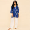 Indigo Paisley Embroidered Mal Cotton Kurti